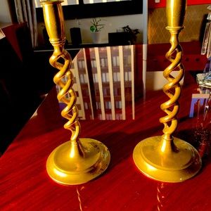 COPY - Two vintage brass Candleholders 12 inches tall